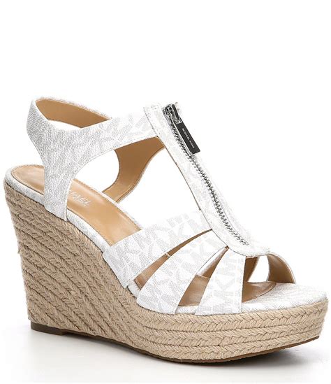 michael kors wedge sandals white|Michael Kors denim wedges.